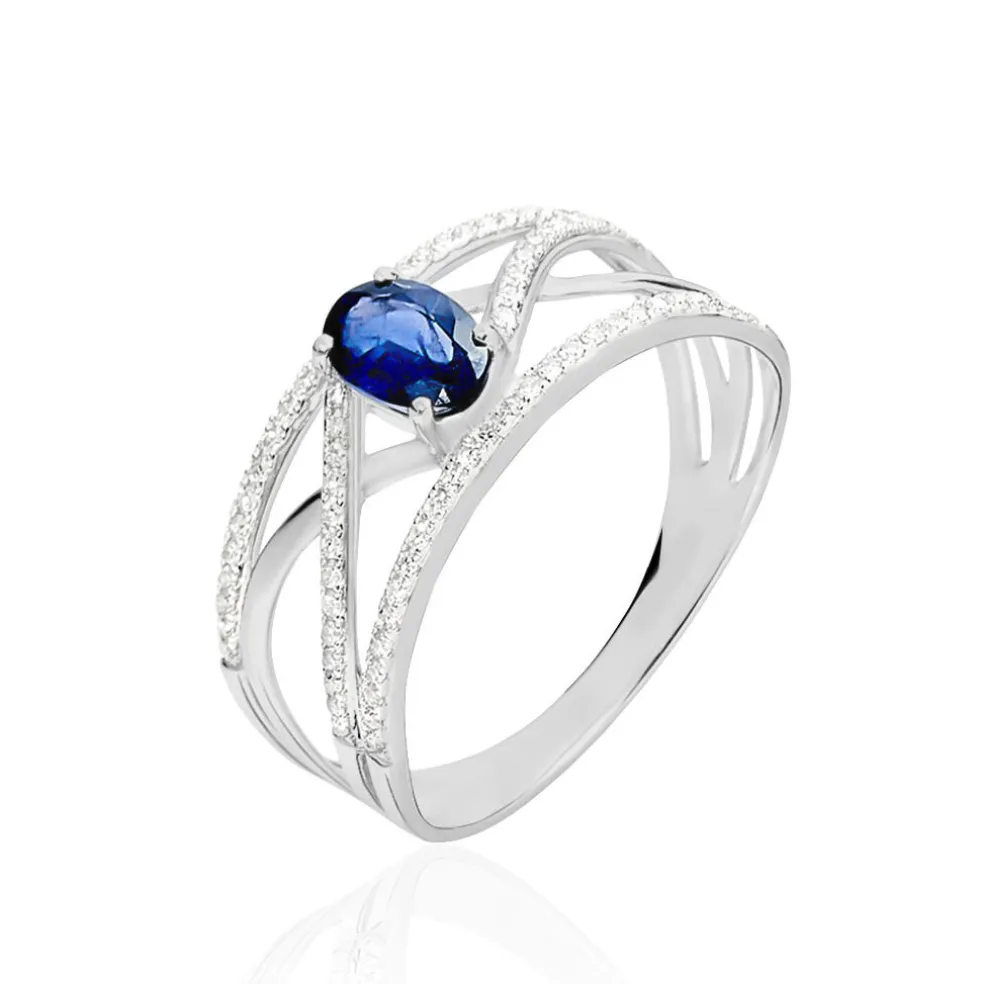 Bague Emeralina Or Blanc Saphir Et Diamant