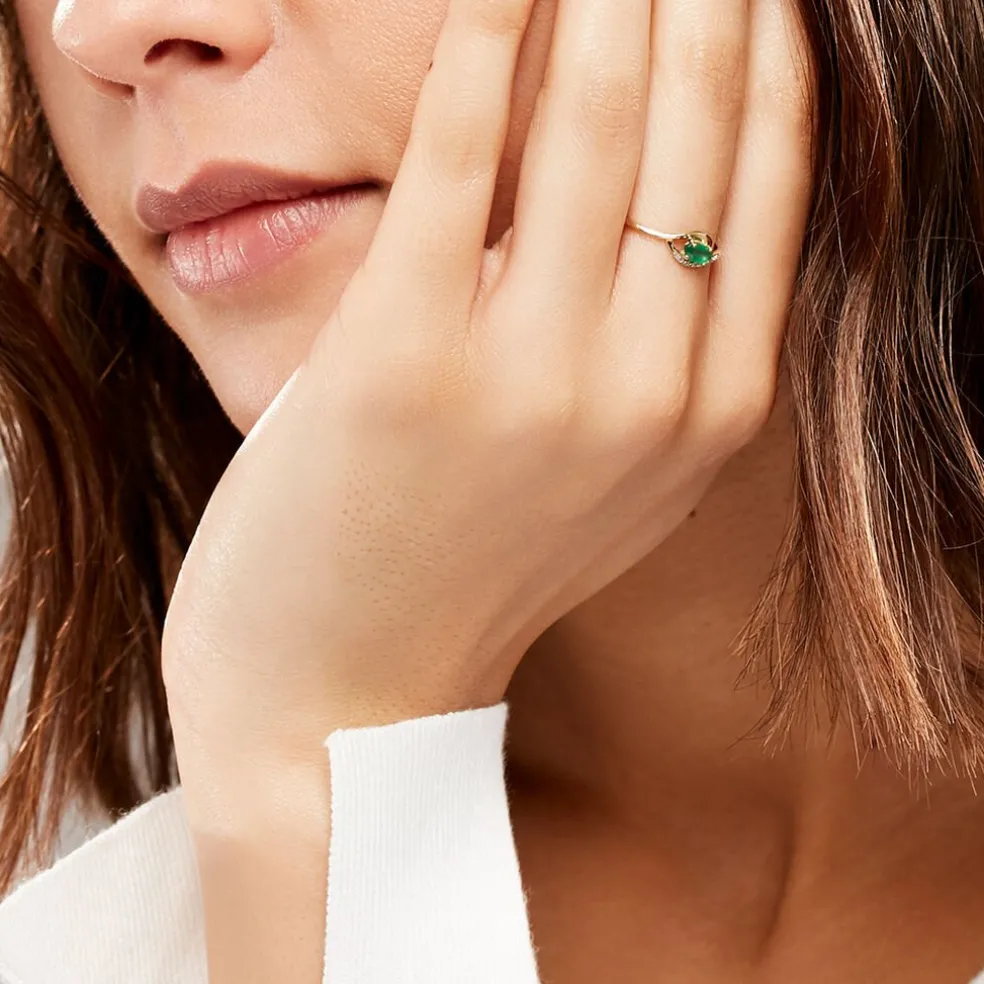 Bague Emotion Or Jaune Emeraude Diamant