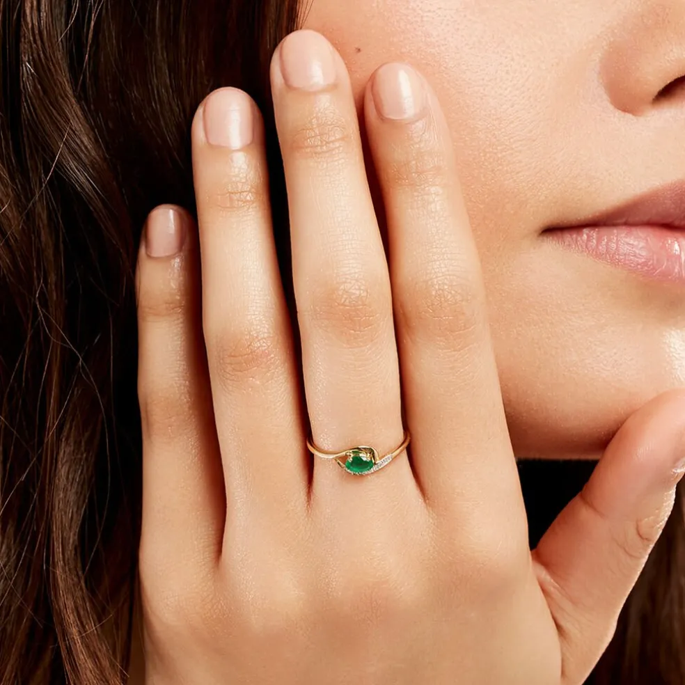 Bague Emotion Or Jaune Emeraude Diamant