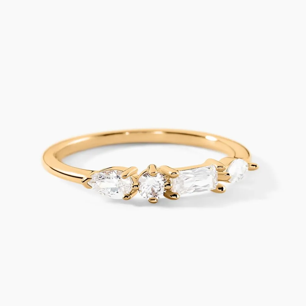 Bague Estela Plaque Or Jaune Oxyde De Zirconium