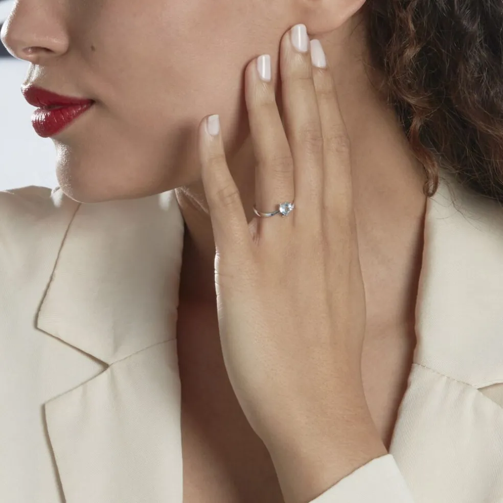 Bague Eva Or Blanc Topaze Et Diamant