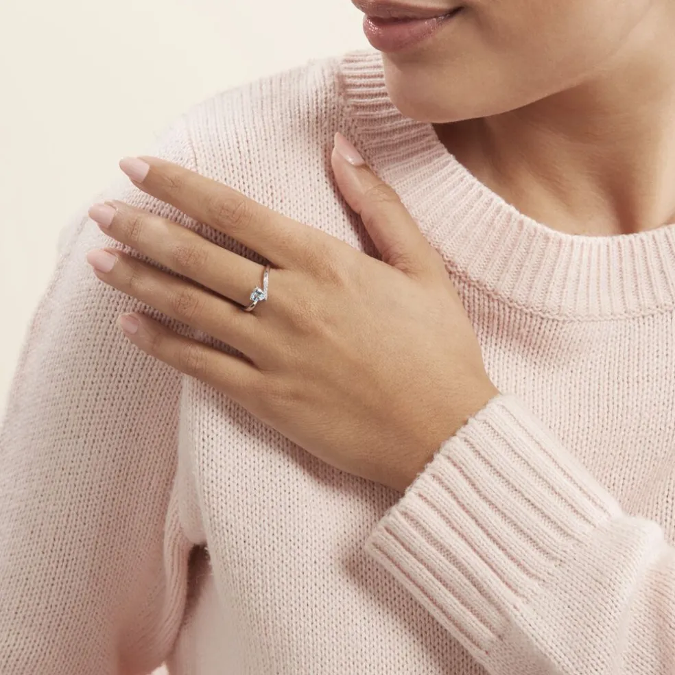 Bague Eva Or Blanc Topaze Et Oxyde De Zirconium