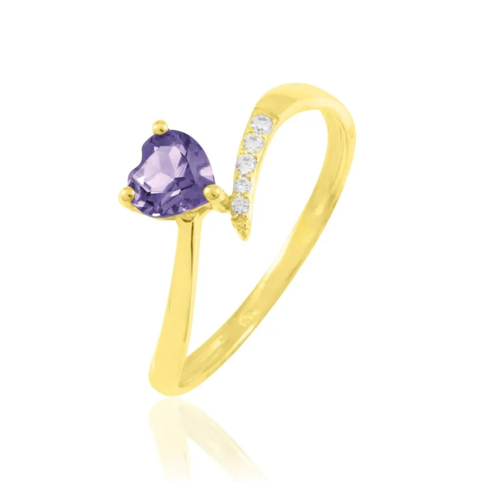 Bague Eva Or Jaune Amethyste Et Diamant