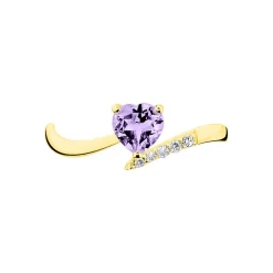 Bague Eva Or Jaune Amethyste Et Diamant