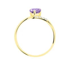 Bague Eva Or Jaune Amethyste Et Diamant