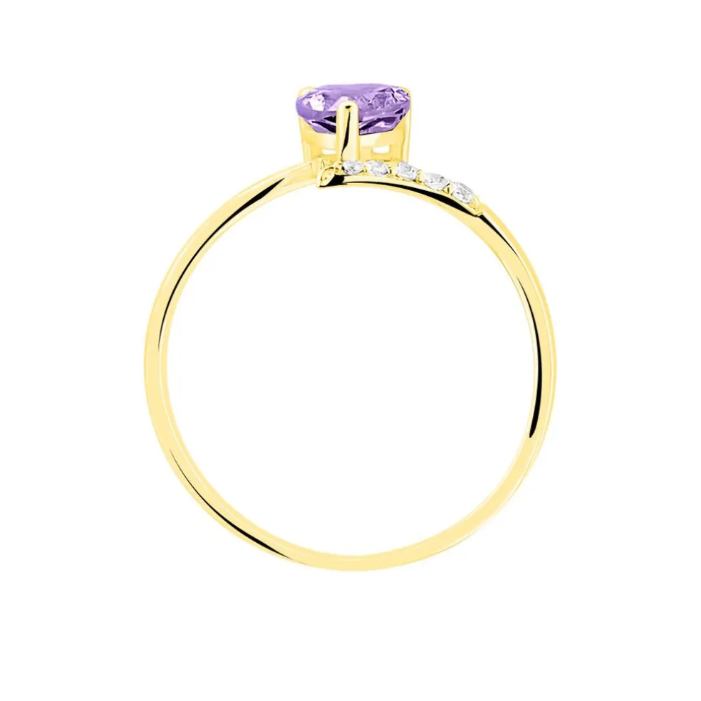 Bague Eva Or Jaune Amethyste Et Diamant