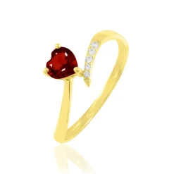 Bague Eva Or Jaune Grenat Et Diamant