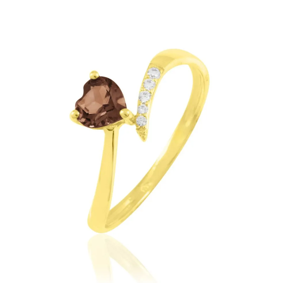 Bague Eva Or Jaune Quartz Et Diamant