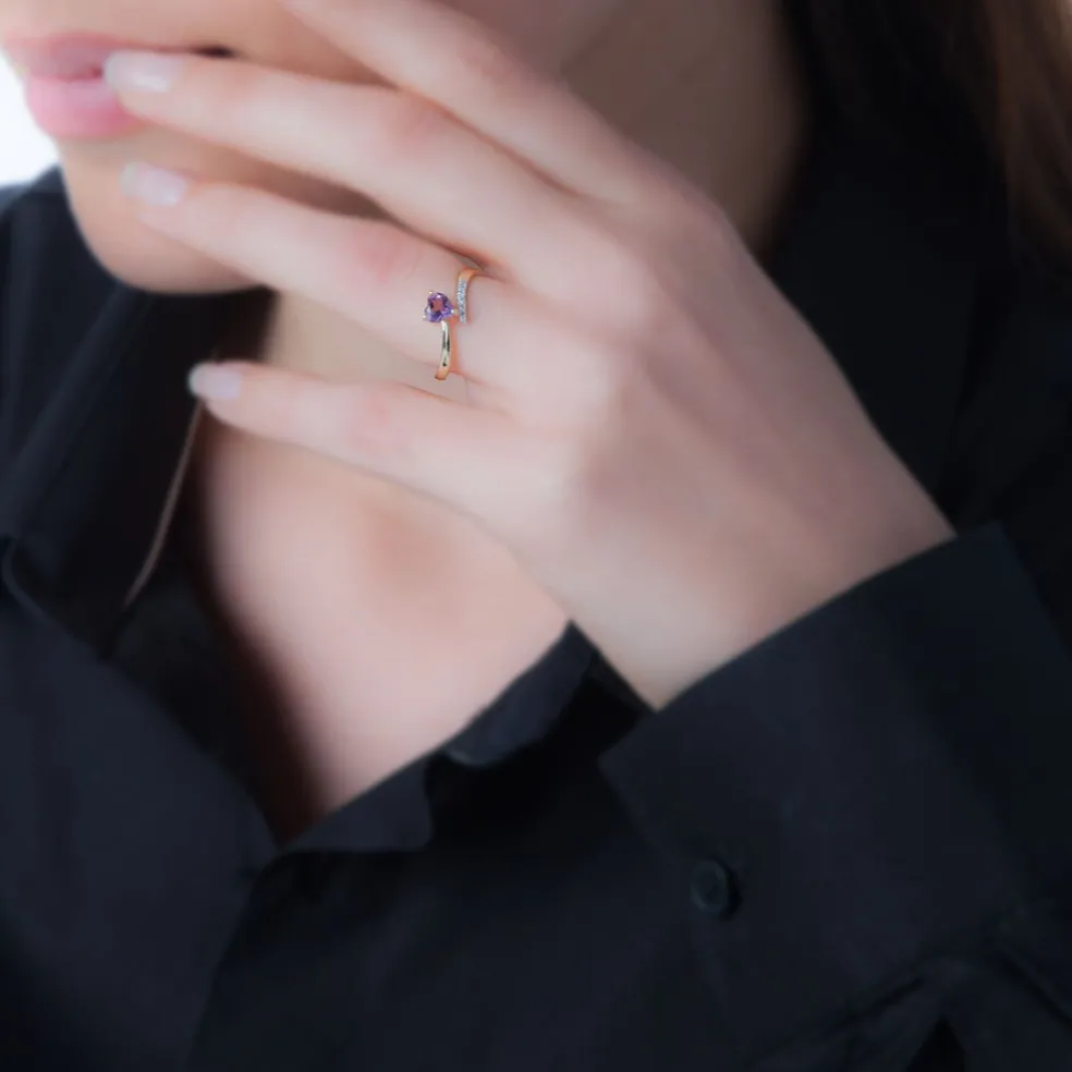 Bague Eva Or Jaune Quartz Et Diamant