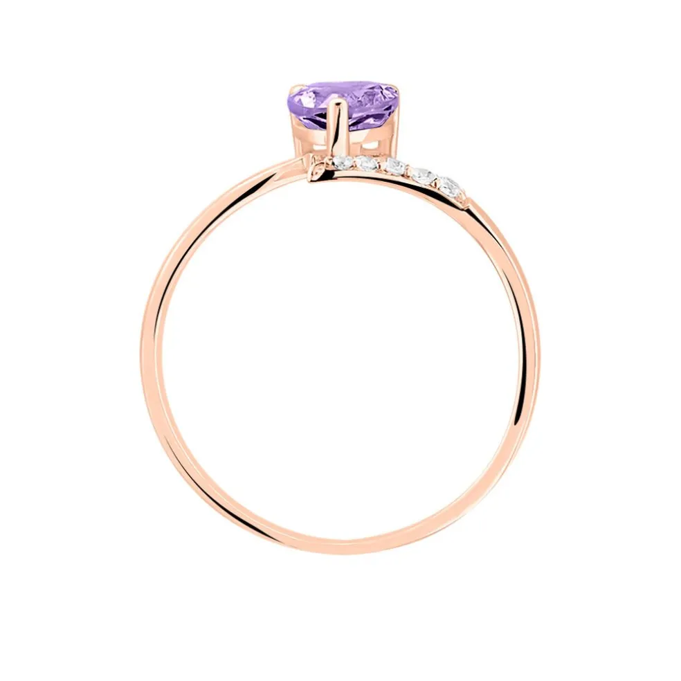 Bague Eva Or Rose Amethyste Et Diamant