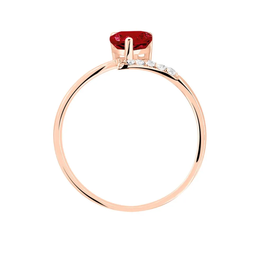 Bague Eva Or Rose Grenat Et Diamant