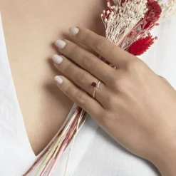 Bague Eva Or Rose Grenat Et Diamant