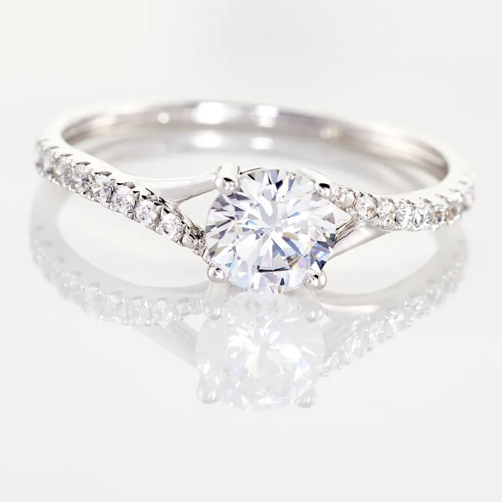 Bague Evita Or Blanc Oxyde De Zirconium