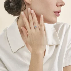 Bague Fany Or Blanc Topaze Et Oxyde De Zirconium