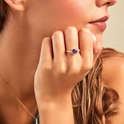 Bague Fany Or Jaune Améthyste Oxyde De Zirconium