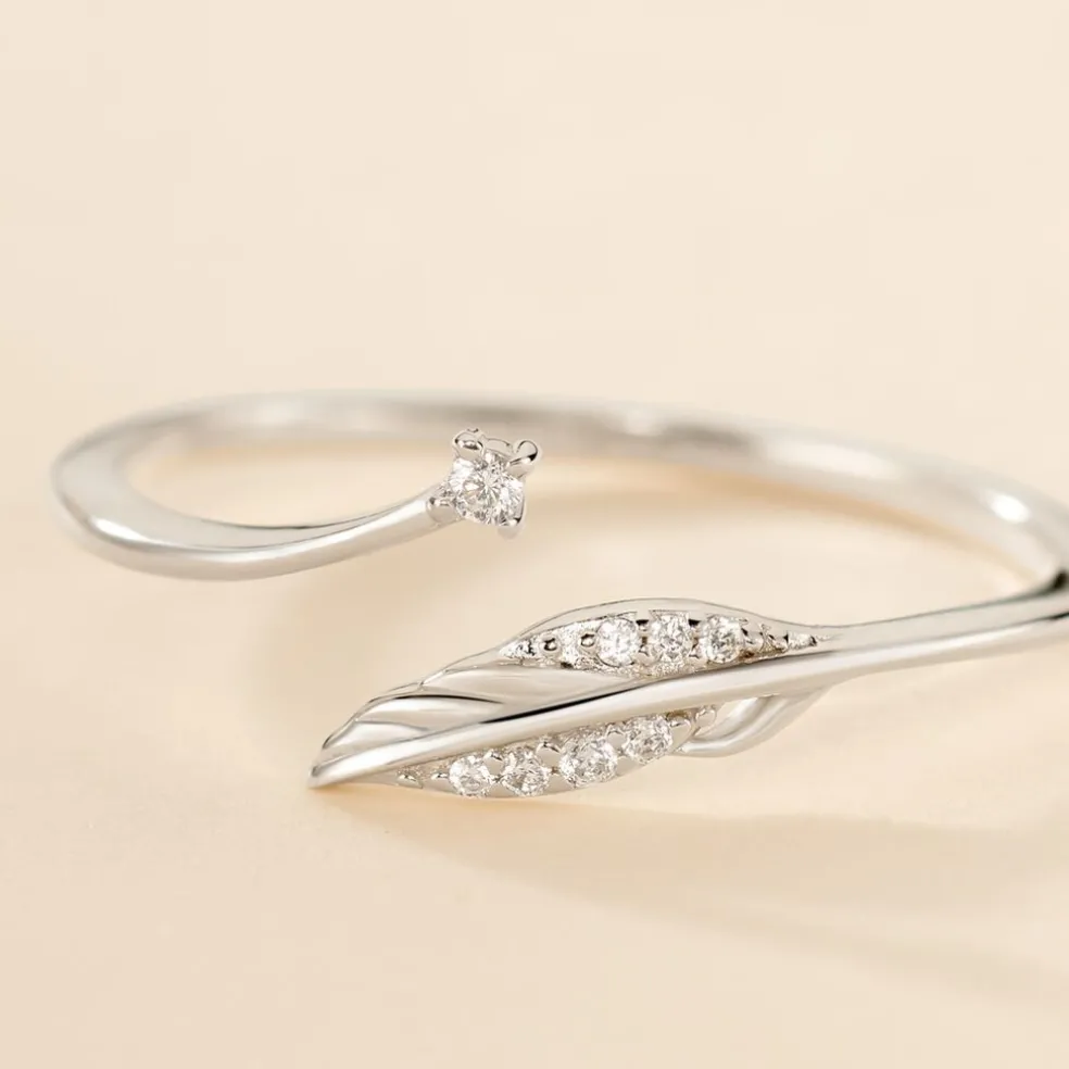 Bague Feath Argent Blanc Oxyde De Zirconium