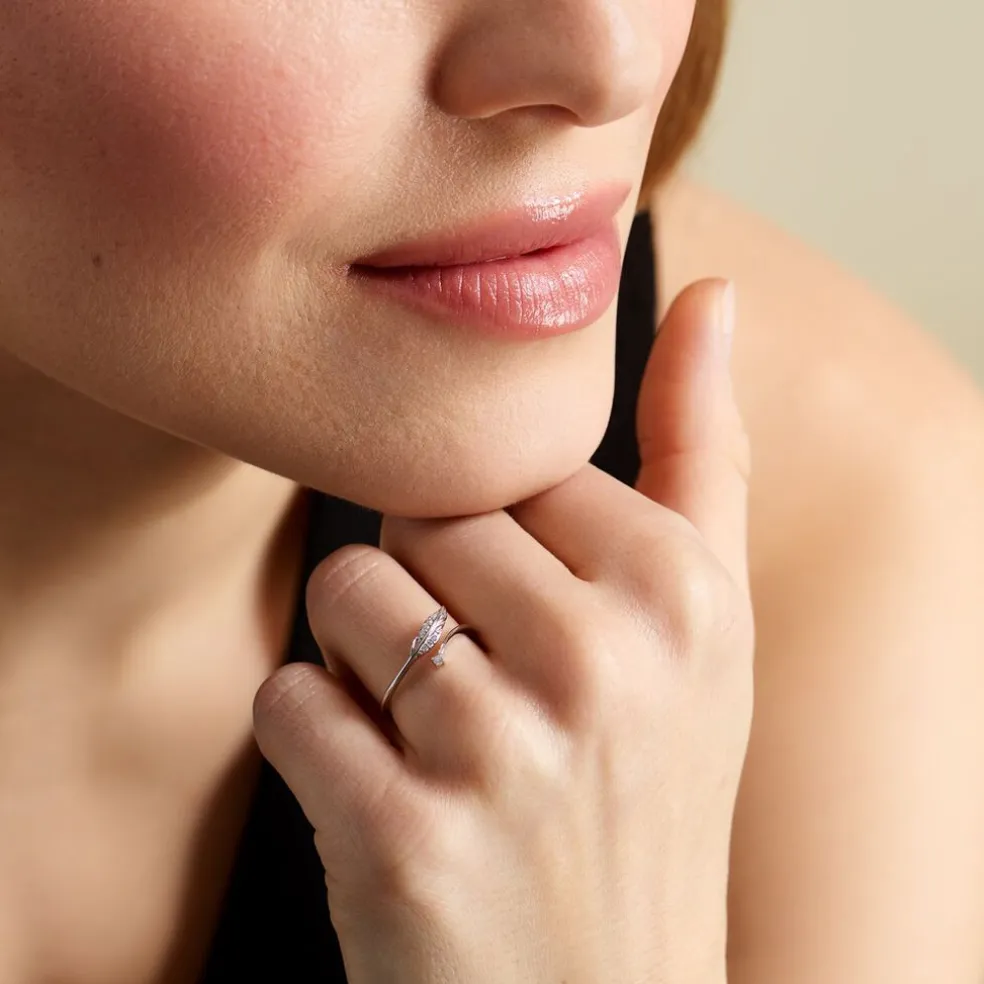 Bague Feath Argent Blanc Oxyde De Zirconium