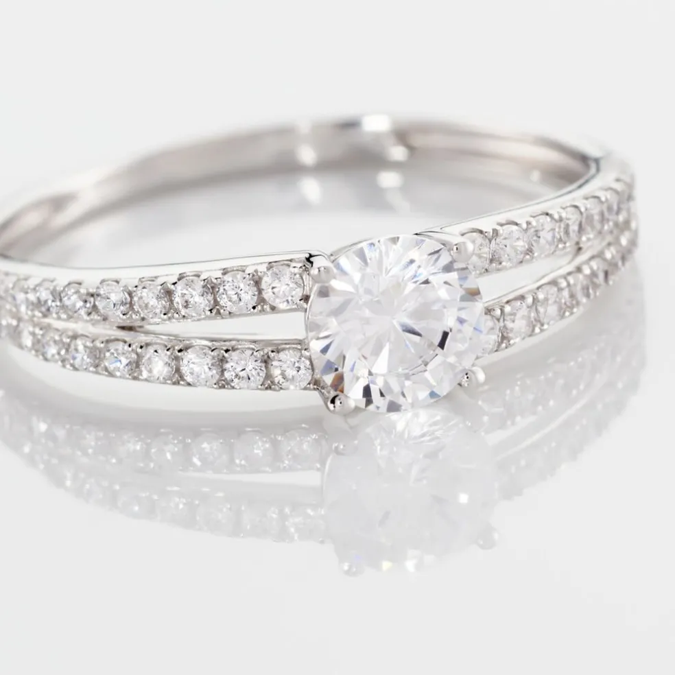 Bague Fina Or Blanc Oxyde De Zirconium