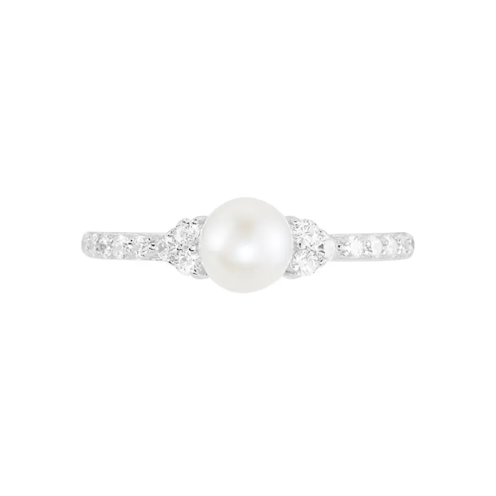 Bague Florenty Argent Blanc Perle De Culture Et Oxyde De Zirconium
