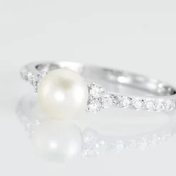 Bague Florenty Argent Blanc Perle De Culture Et Oxyde De Zirconium