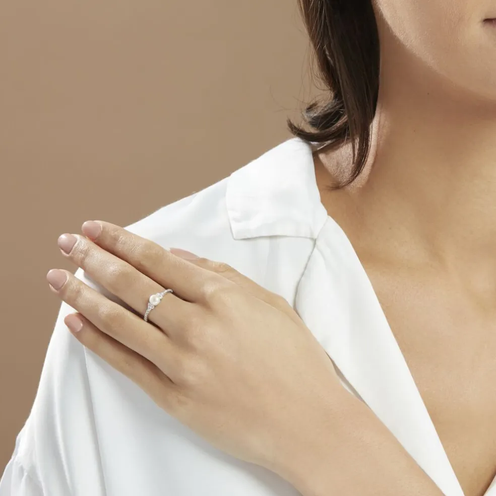Bague Florenty Argent Blanc Perle De Culture Et Oxyde De Zirconium