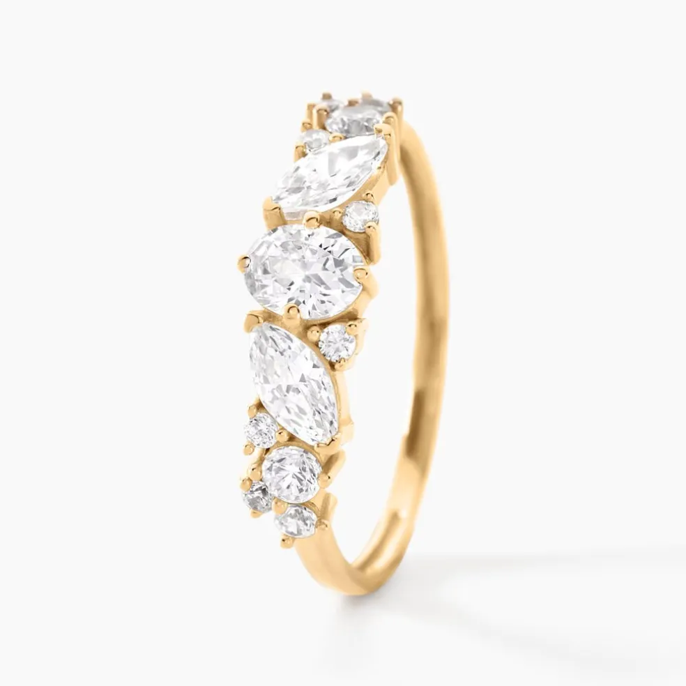 Bague Gatsby Or Jaune Oxyde De Zirconium