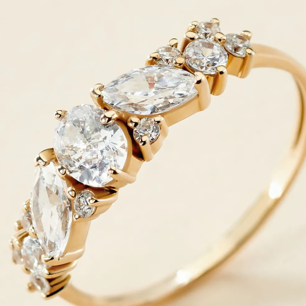 Bague Gatsby Or Jaune Oxyde De Zirconium