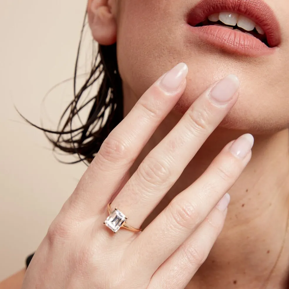 Bague Gatsby Or Jaune Oxyde De Zirconium