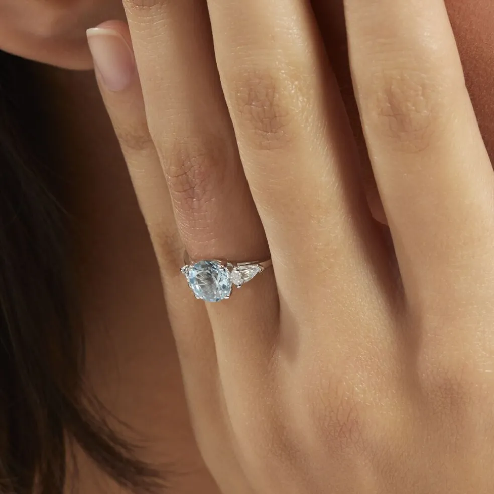 Bague Giana Or Blanc Topaze Et Oxyde De Zirconium