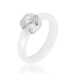 Bague Grace Argent Blanc Céramique Et Oxyde De Zirconium