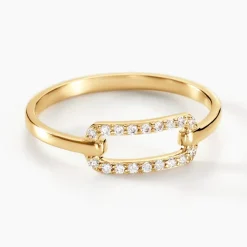 Bague Graphic Lines Or Jaune Oxyde De Zirconium