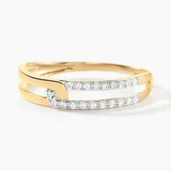 Bague Graphic Lines Or Jaune Oxyde De Zirconium