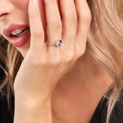 Bague Guillemette Argent Blanc Pierre D'imitation