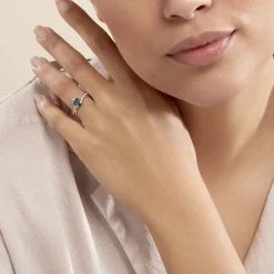 Bague Haissa Or Blanc Topaze Et Oxyde De Zirconium