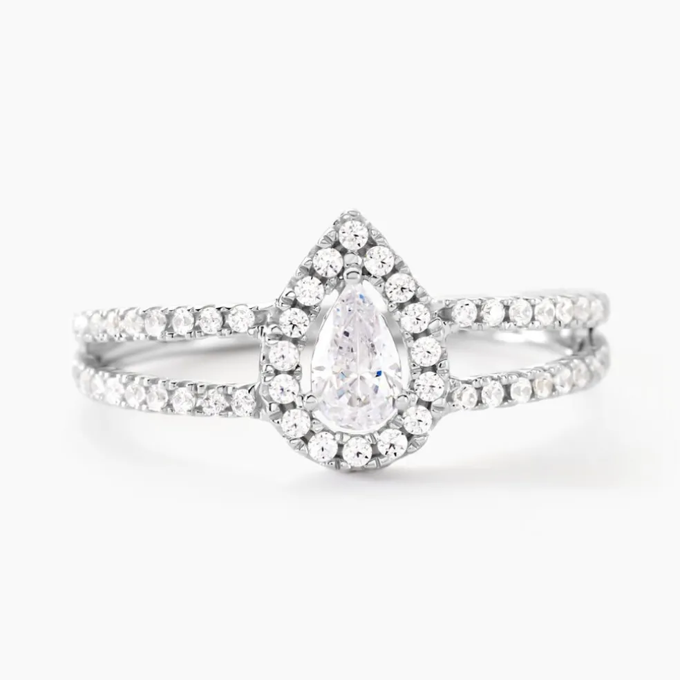 Bague Hildana Or Blanc Oxyde De Zirconium