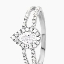 Bague Hildana Or Blanc Oxyde De Zirconium