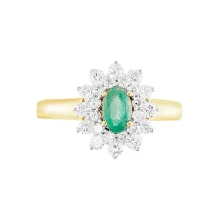 Bague Ivan Or Jaune Emeraude Et Diamant