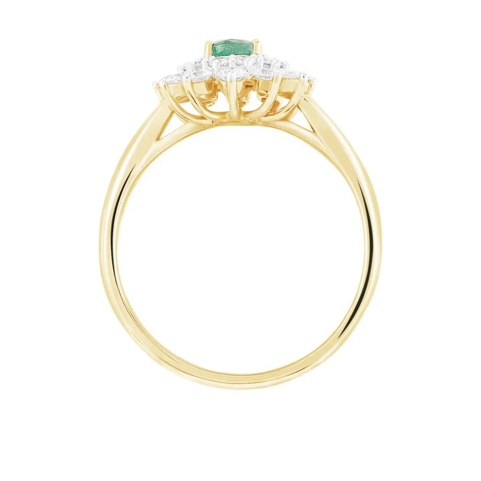 Bague Ivan Or Jaune Emeraude Et Diamant