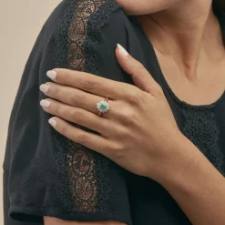 Bague Ivan Or Jaune Emeraude Et Diamant