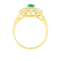 Bague Ivan Or Jaune Emeraude Et Diamant