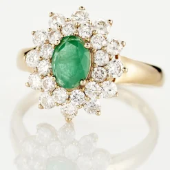 Bague Ivan Or Jaune Emeraude Et Diamant