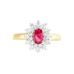 Bague Ivan Or Jaune Rubis Et Diamant