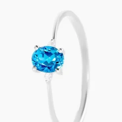 Bague Janah Or Blanc Topaze Et Oxyde De Zirconium