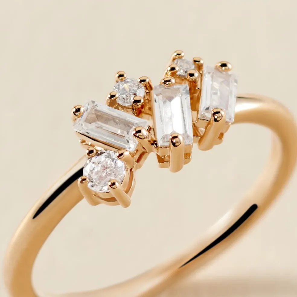 Bague Jardins D'hiver Plaqué Or Jaune Oxyde De Zirconium