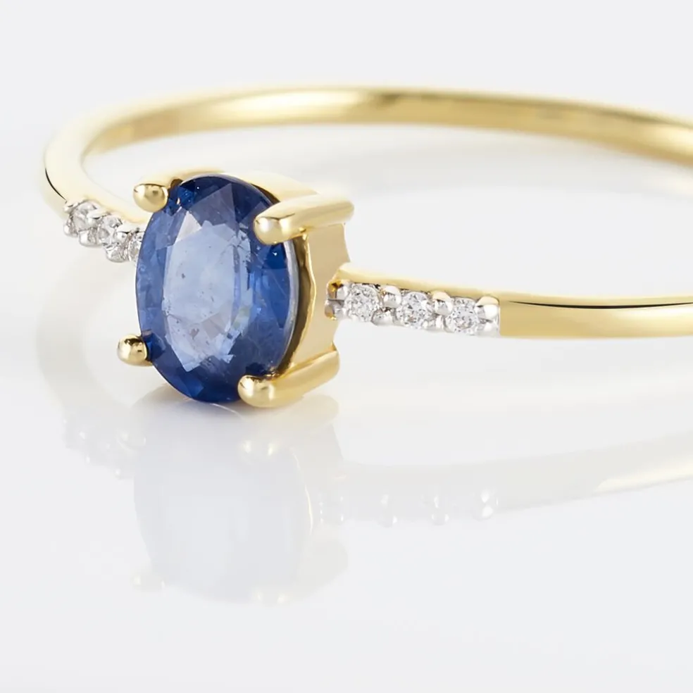 Bague Jehane Or Jaune Saphir Et Diamant
