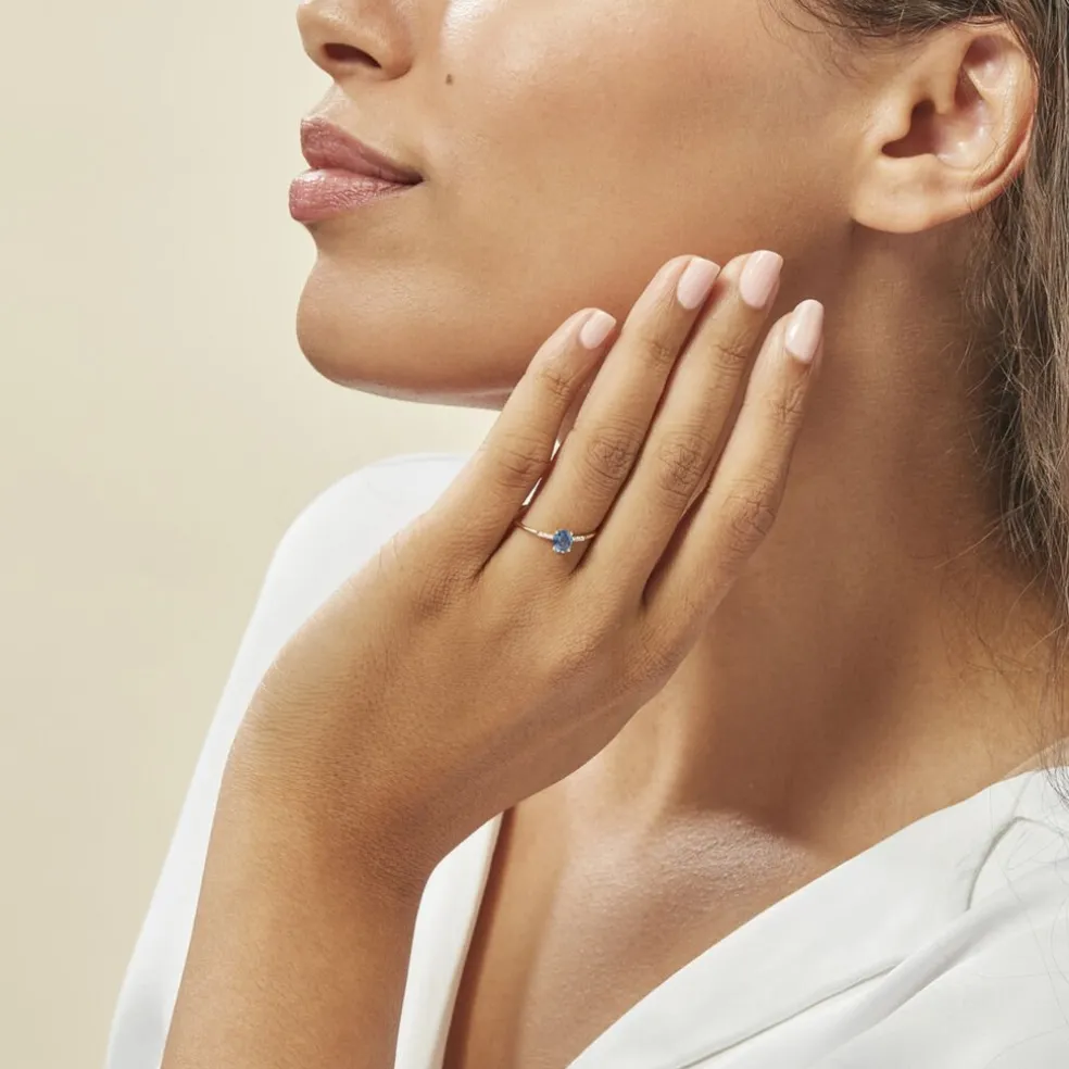 Bague Jehane Or Jaune Saphir Et Diamant