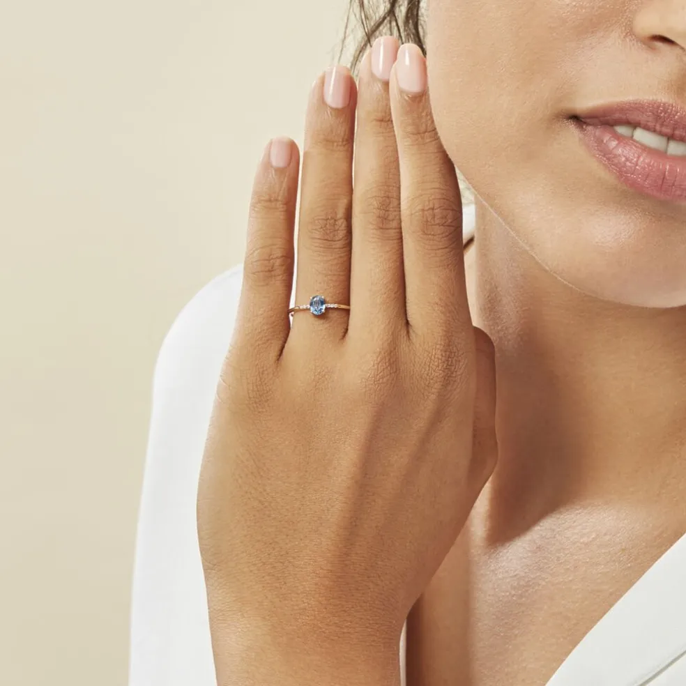 Bague Jehane Or Jaune Saphir Et Diamant