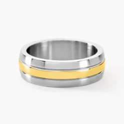 Bague John Acier Bicolore Plaque Or Jaune