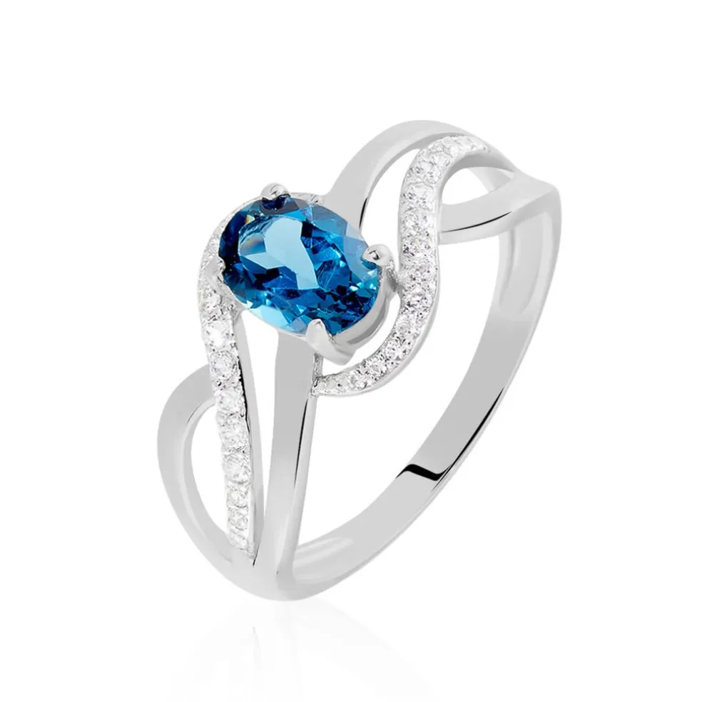 Bague Josyne Or Blanc Topaze Et Oxyde De Zirconium