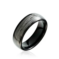 Bague Jourdan Homme Liorin Acier Bicolore Noir Et Blanc Tungstene